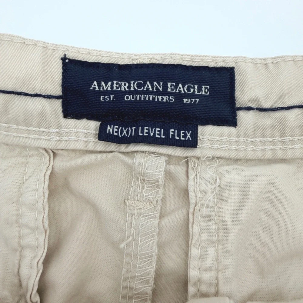 American Eagle Chino Shorts Mens 28x9 Tan Ne(x)t Level Flex Slim Cotton Casual